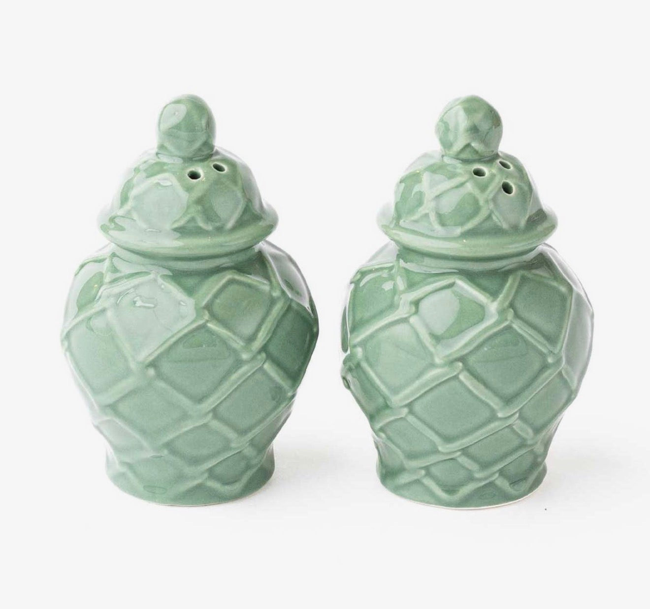 Textured Jar Salt & Pepper Shaker Boxed Set Green