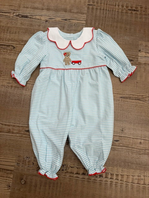 Beary Sweet Wagon Scalloped Romper