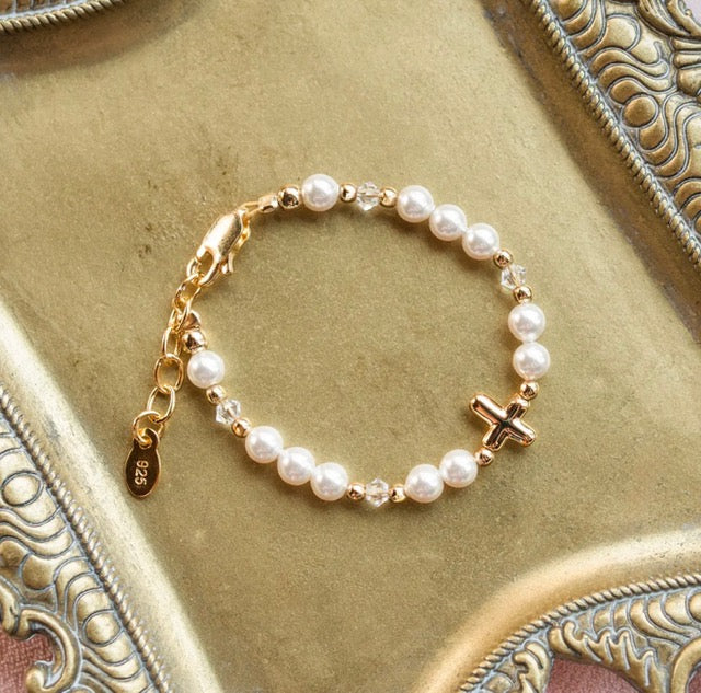 Eve 14K Gold-Plated Baby Cross Bracelet