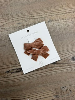 Velvet Bow Clips 2pk