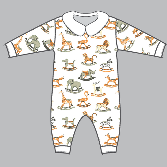 Boys Footless Playsuit with Peter Pan Collar