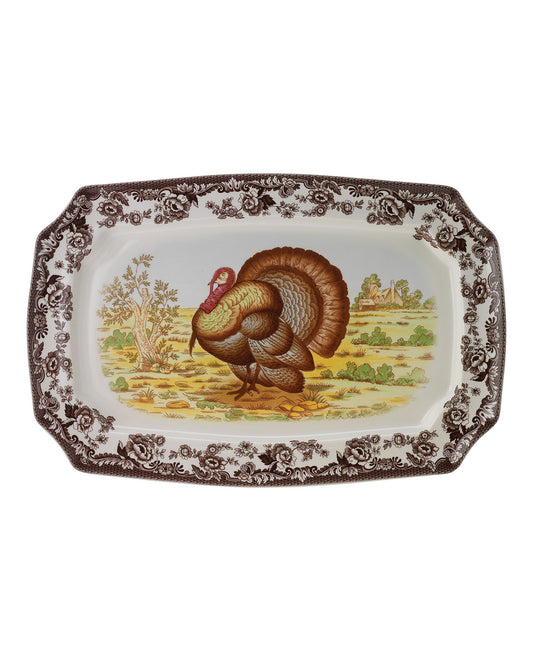Woodland Turkey Rectangular Platter 17.5in