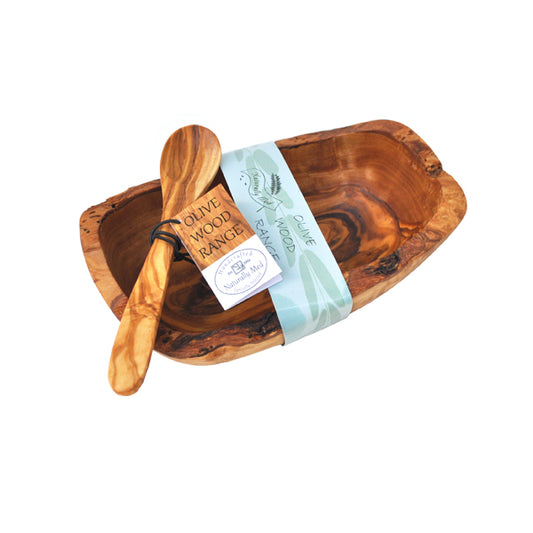 Olive Wood Set Natural Bowl and Spoon