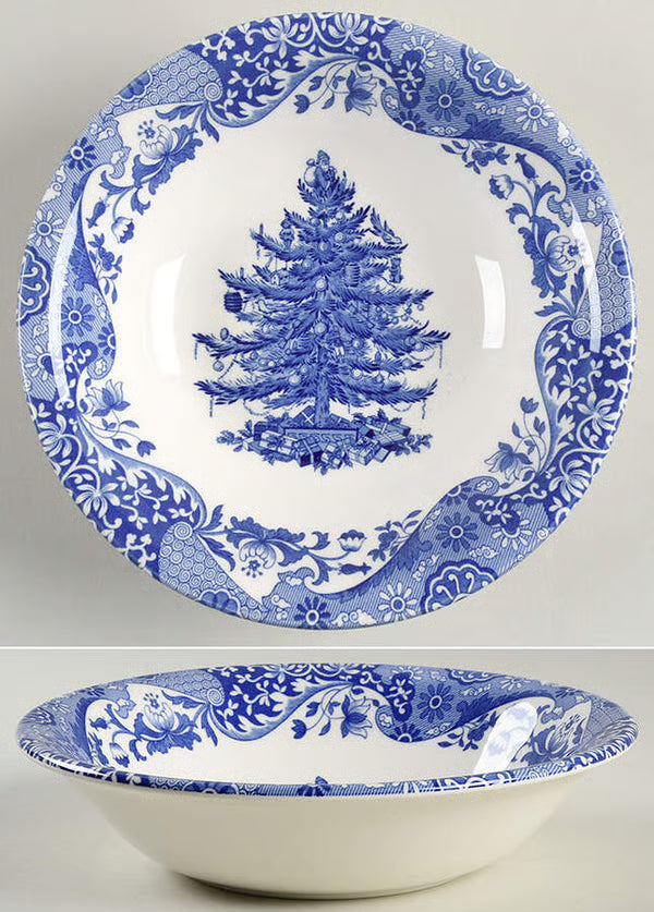 Blue Italian Christmas Cereal Bowl