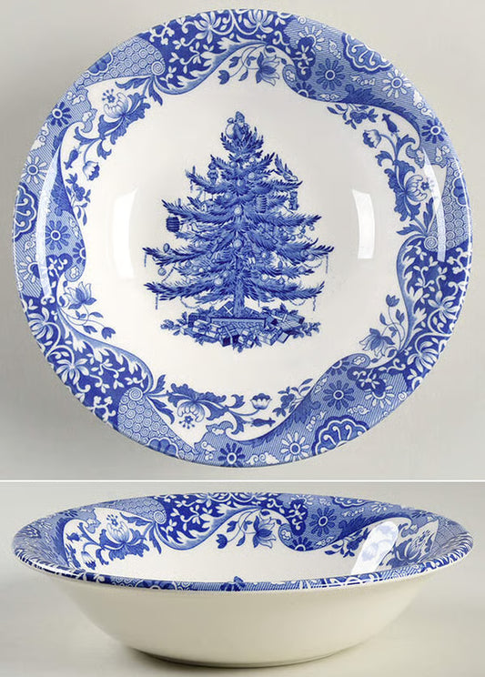 Blue Italian Christmas Cereal Bowl