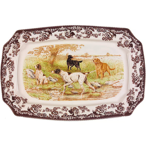 Woodland Rect. Platter 17.5" Dogs