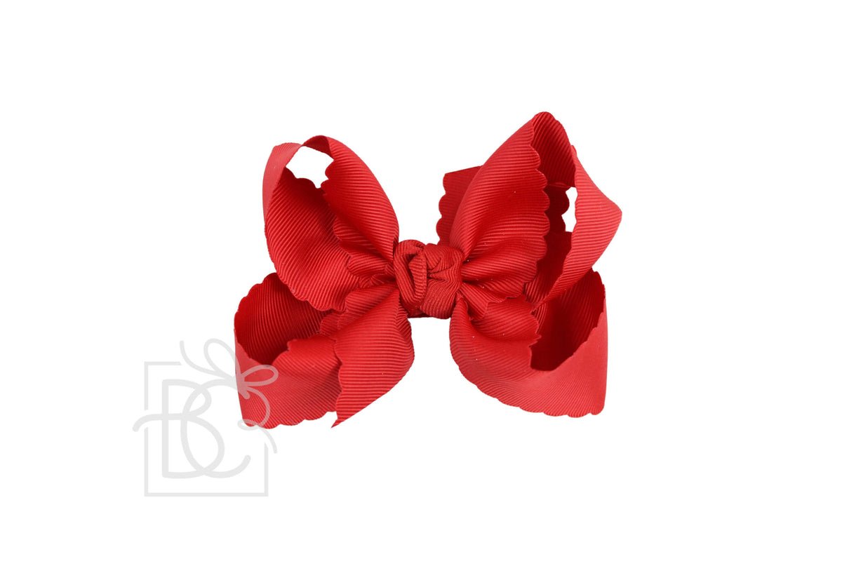 4.5" Large Scalloped Edge Bow on Alligator Clip