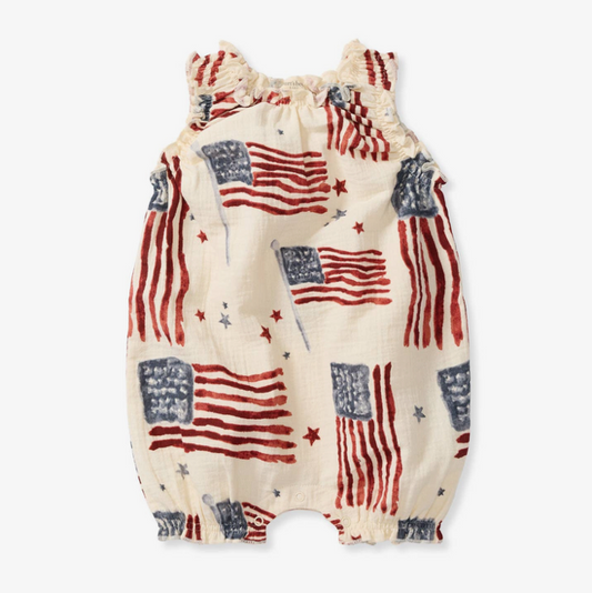American Flag Baby Girl Romper