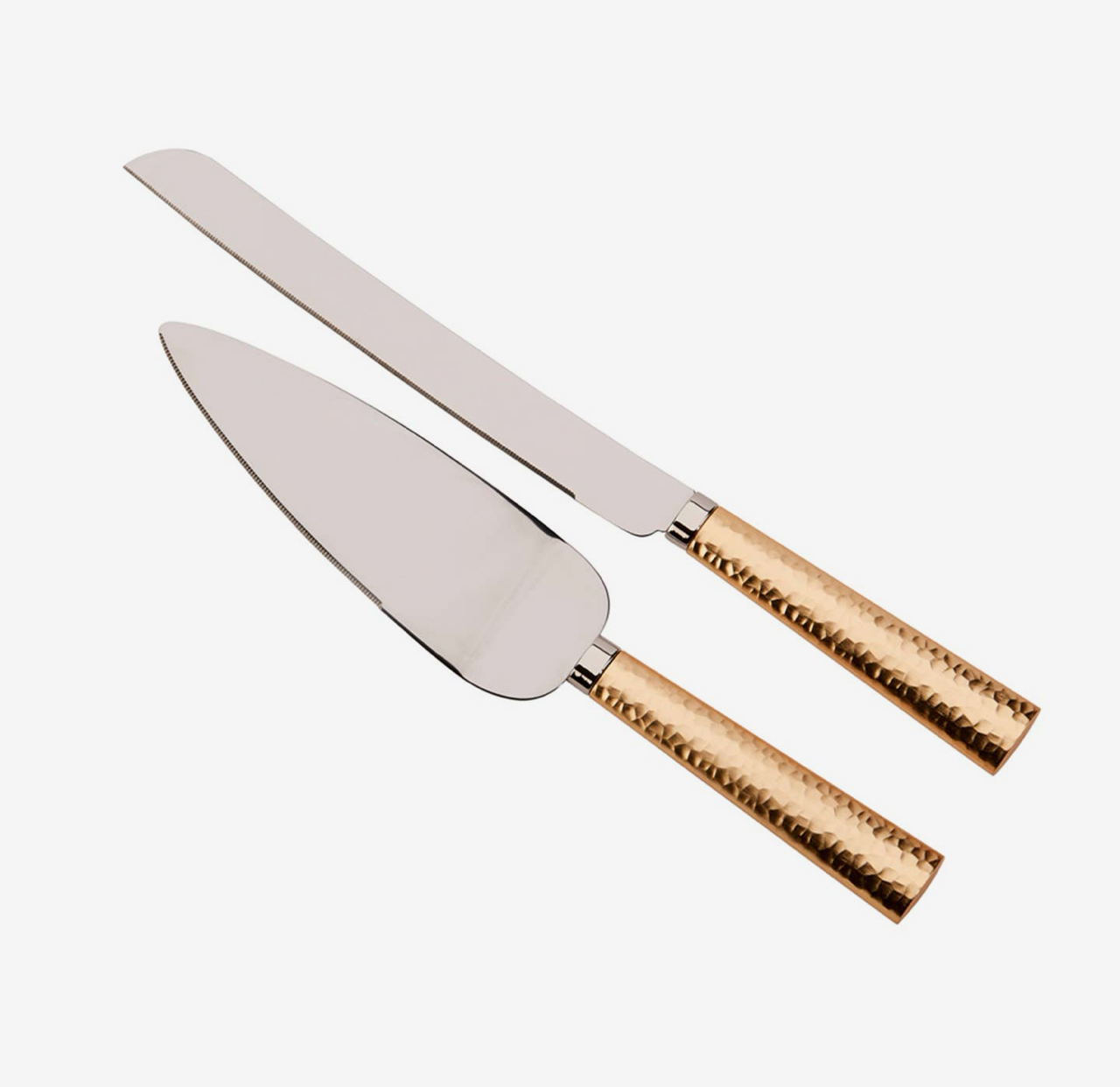 Gold Hammered Cake Knife & Server Set