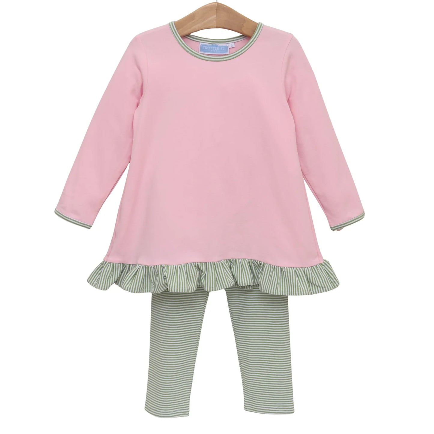 Mila Pant Set Green Stripe Light Pink