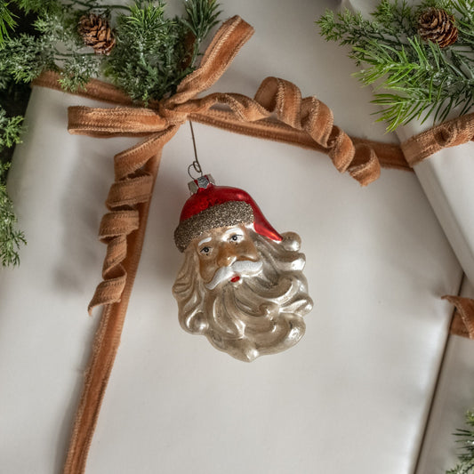 Santa Face with Glittered Hat Ornament