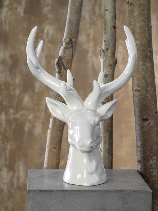 Ceramic Stag Head White