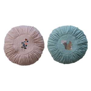 Open image in slideshow, Round Cotton Embroidered Pillow
