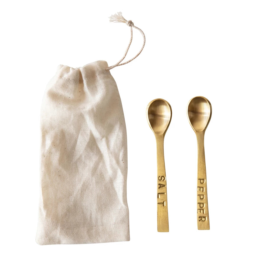 Brass Salt and Pepper Spoon Set