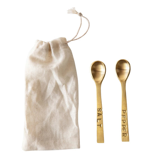 Brass Salt and Pepper Spoon Set