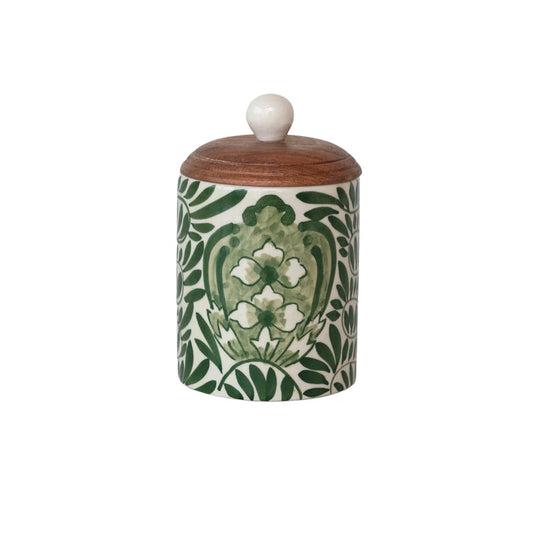 Small Stoneware Canister with Wood Lid