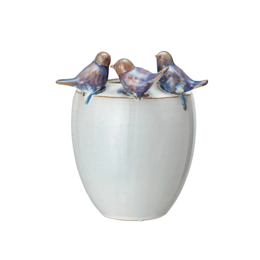 Stoneware Planter/Vase with Birds