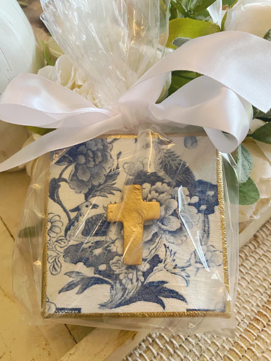 Chinoiserie Gold Gilded Cross Canvas