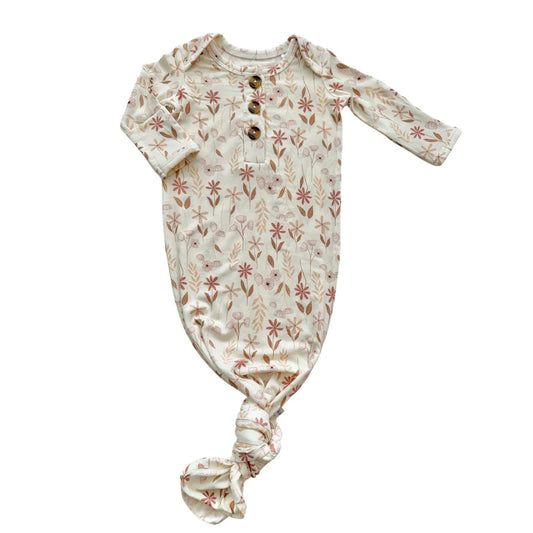 Knotted Baby Gown with Bow Headband