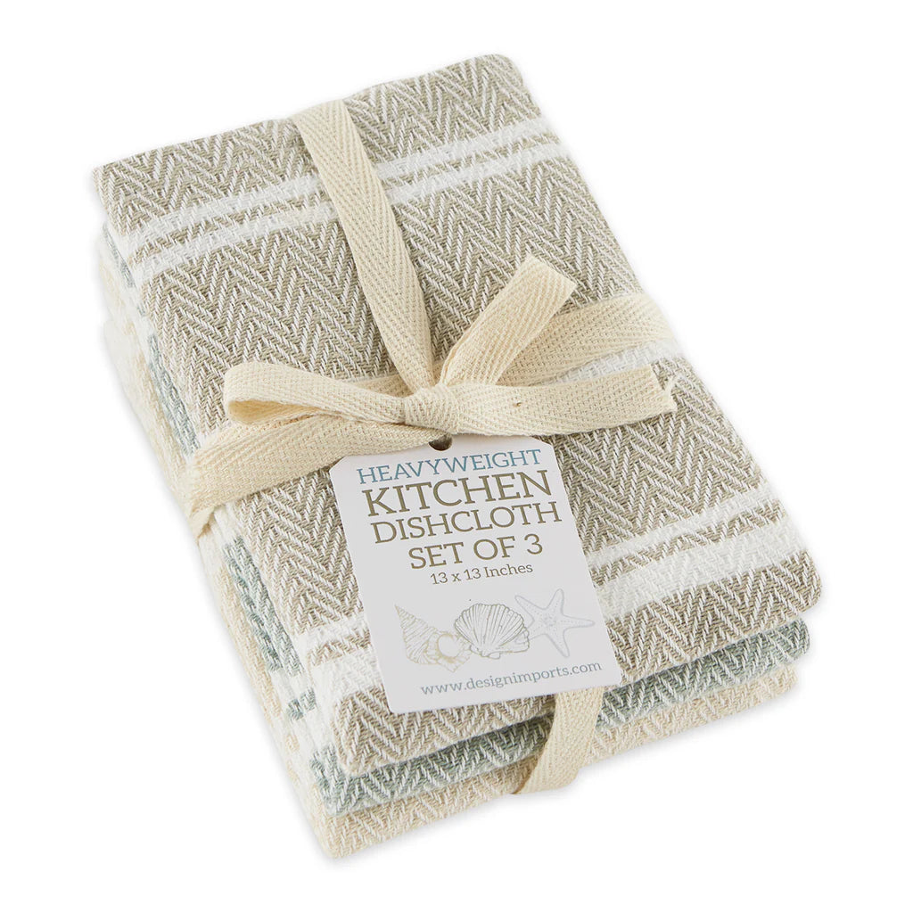 Boardwalk Herringbone Stripe Discloth Set of 3