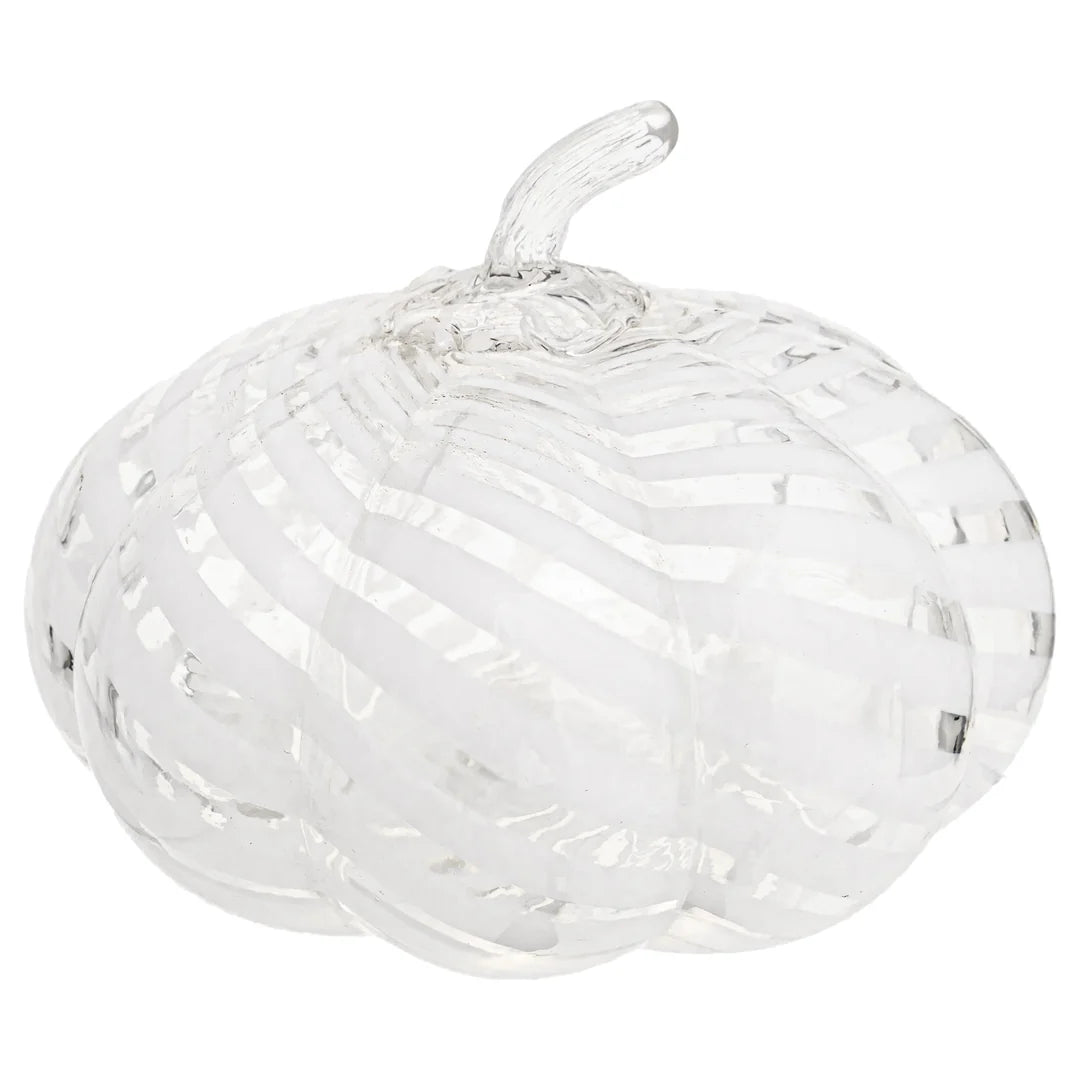 White Swirl Glass Pumpkin