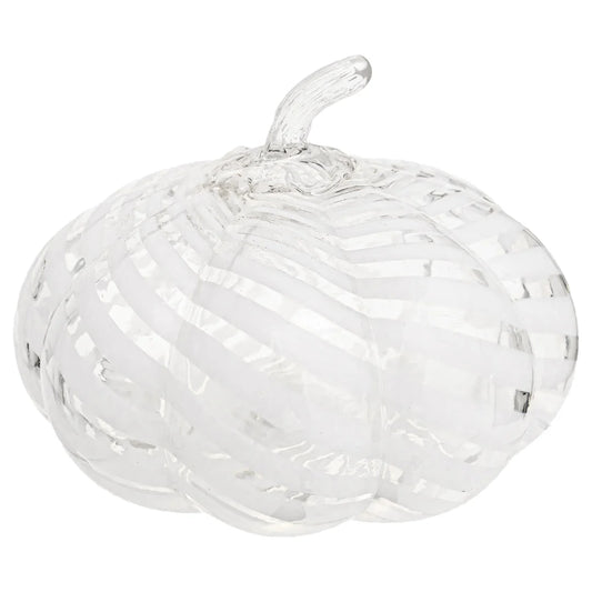 White Swirl Glass Pumpkin