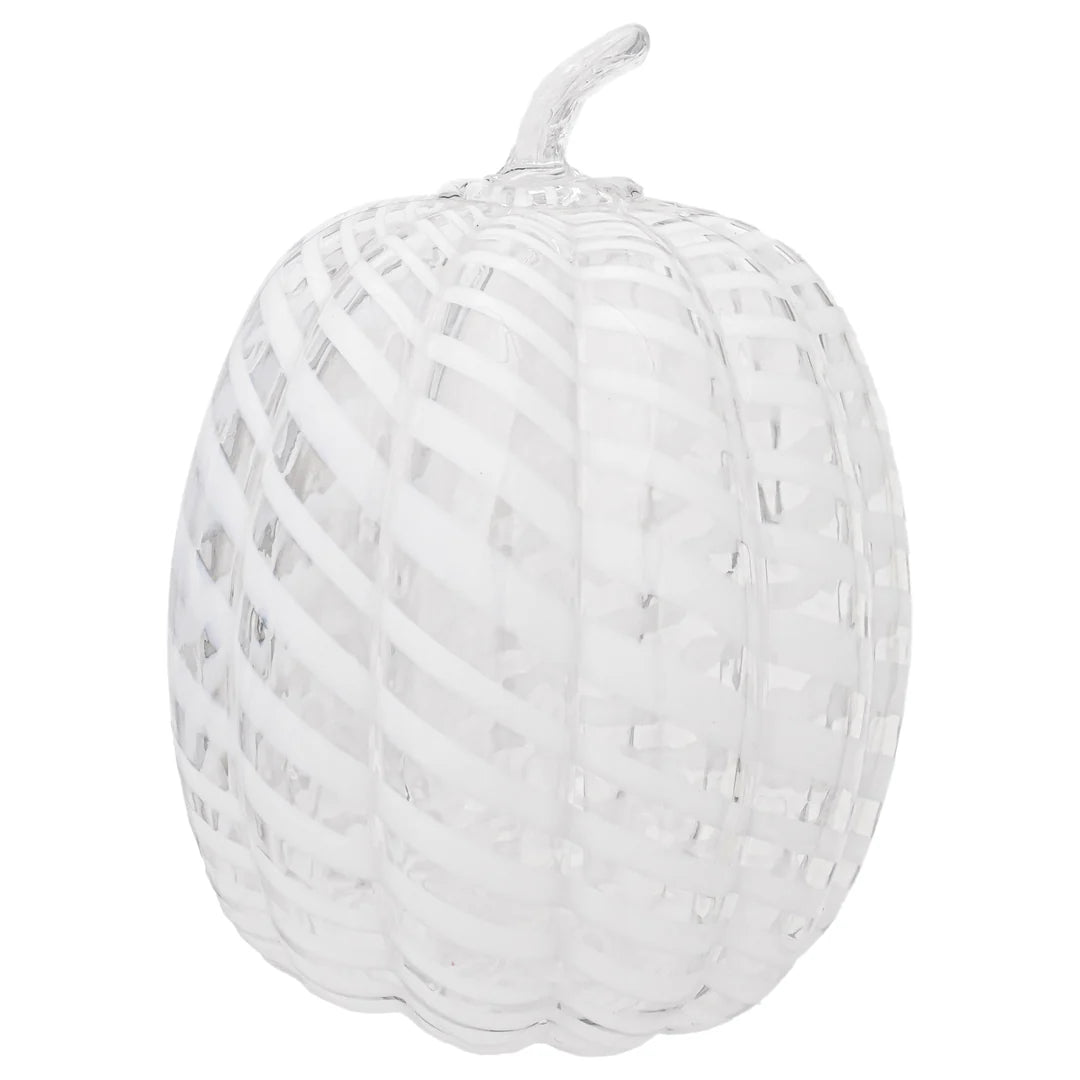 White Swirl Glass Pumpkin