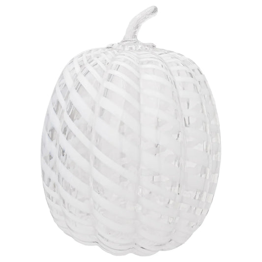 White Swirl Glass Pumpkin