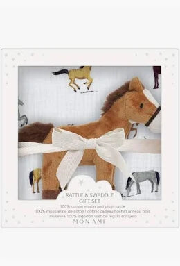 Blanket/Swaddle  & Rattle Gift Set