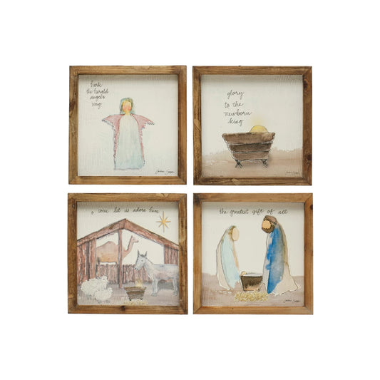Square Wood Frame Christmas Scene