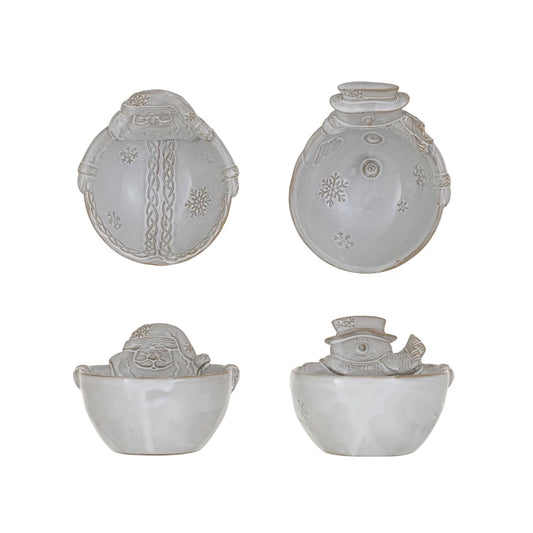 Stoneware Santa/Snowman Bowl