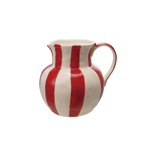 Stoneware Pitcher with Stripes