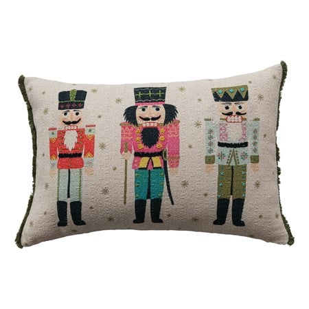 Cotton Printed Lumbar Pillow with Nutcrackers