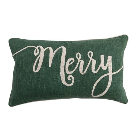 Lumbar Pillow with Embroidered Merry