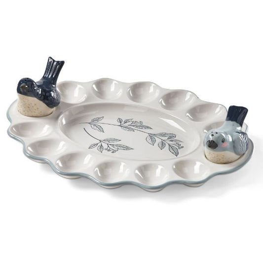 Songbirds Egg Platter/S&P Set