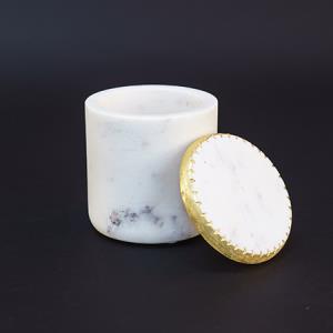 Marble Jar w Gold Trim Lid