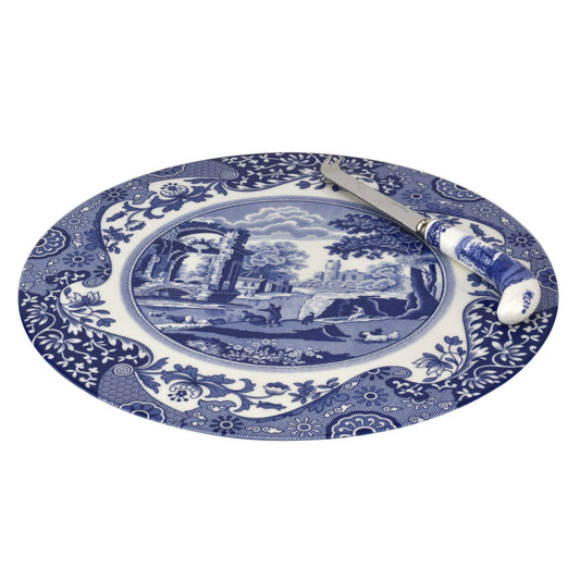 Blue Italian Cheese Plate w/ Knife