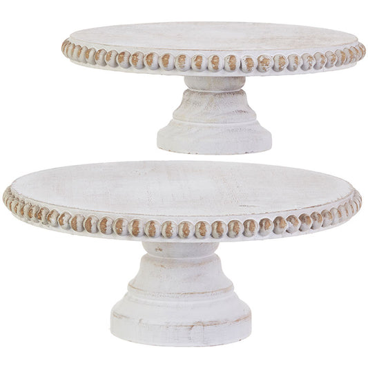 Whitewash Beaded Edge Pedestal Large