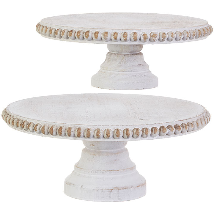 Whitewash Beaded Edge Pedestal Medium