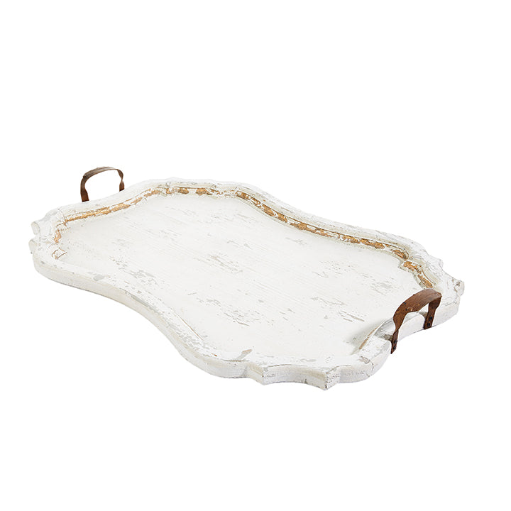 32in Distressed Tray White