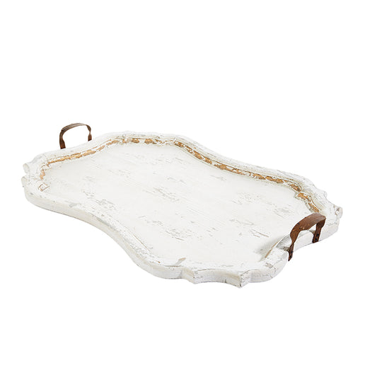 32in Distressed Tray White