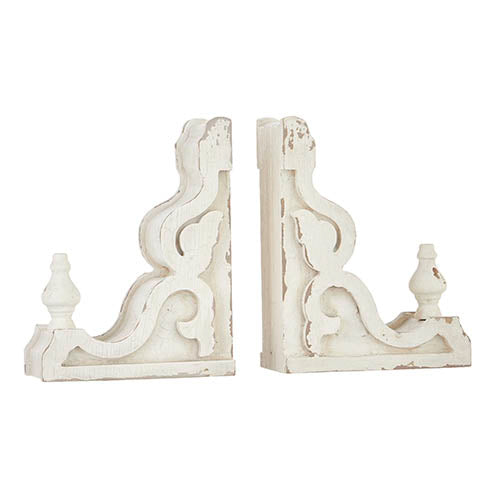 9in White Corbel Bookends