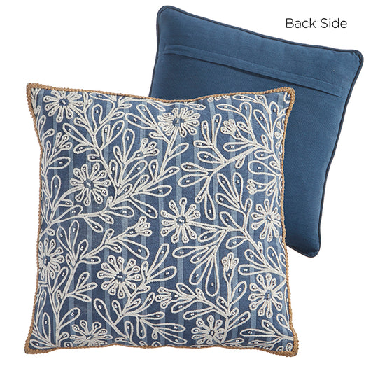 Blue Floral Pillow