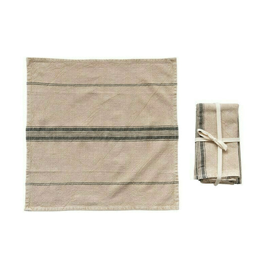 Black and Camel Napkin Set of 4