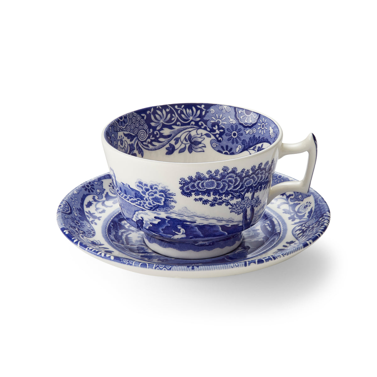 Blue Italian Teacup and Saucer