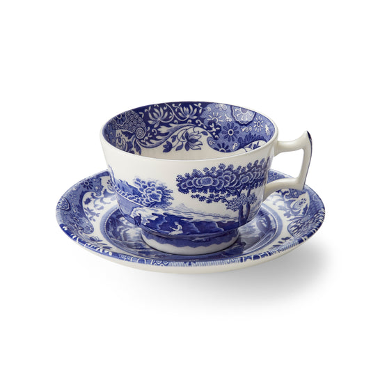 Blue Italian Teacup and Saucer