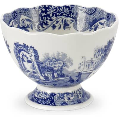 Blue Italian Footed Bowl 4.75"
