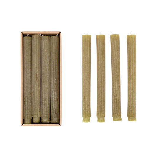 Unscented Pleated Taper Candles 10in Set of 4