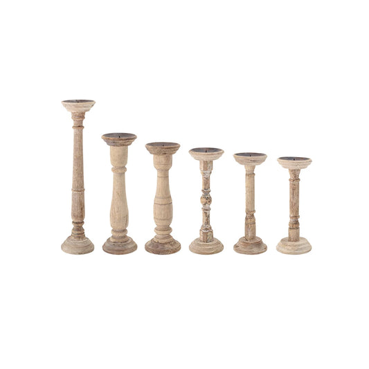 Found Wood/Metal Candlestick Large