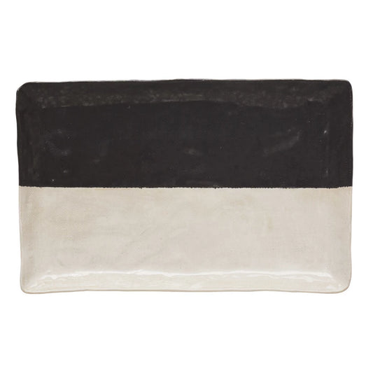 Black and Cream Stoneware Platter